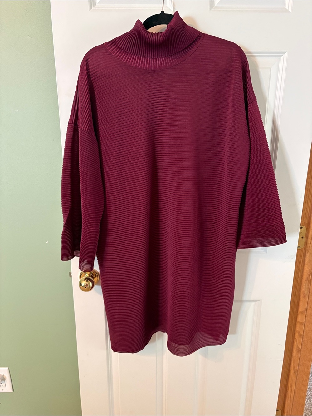 Ribbed Turtleneck Tunic in Wine